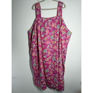 Dreams & Co Sleepwear Pajama Dress Womens Plus Size Pink Floral Midi Size 5X
